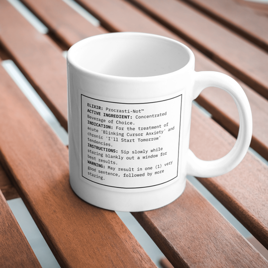 The 'Procrasti-Not' Elixir Mug | Funny Prescription Gift for Writers